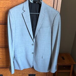 Express Light Gray Men's Suit Blazer - Modern Two-Button Sport Coat